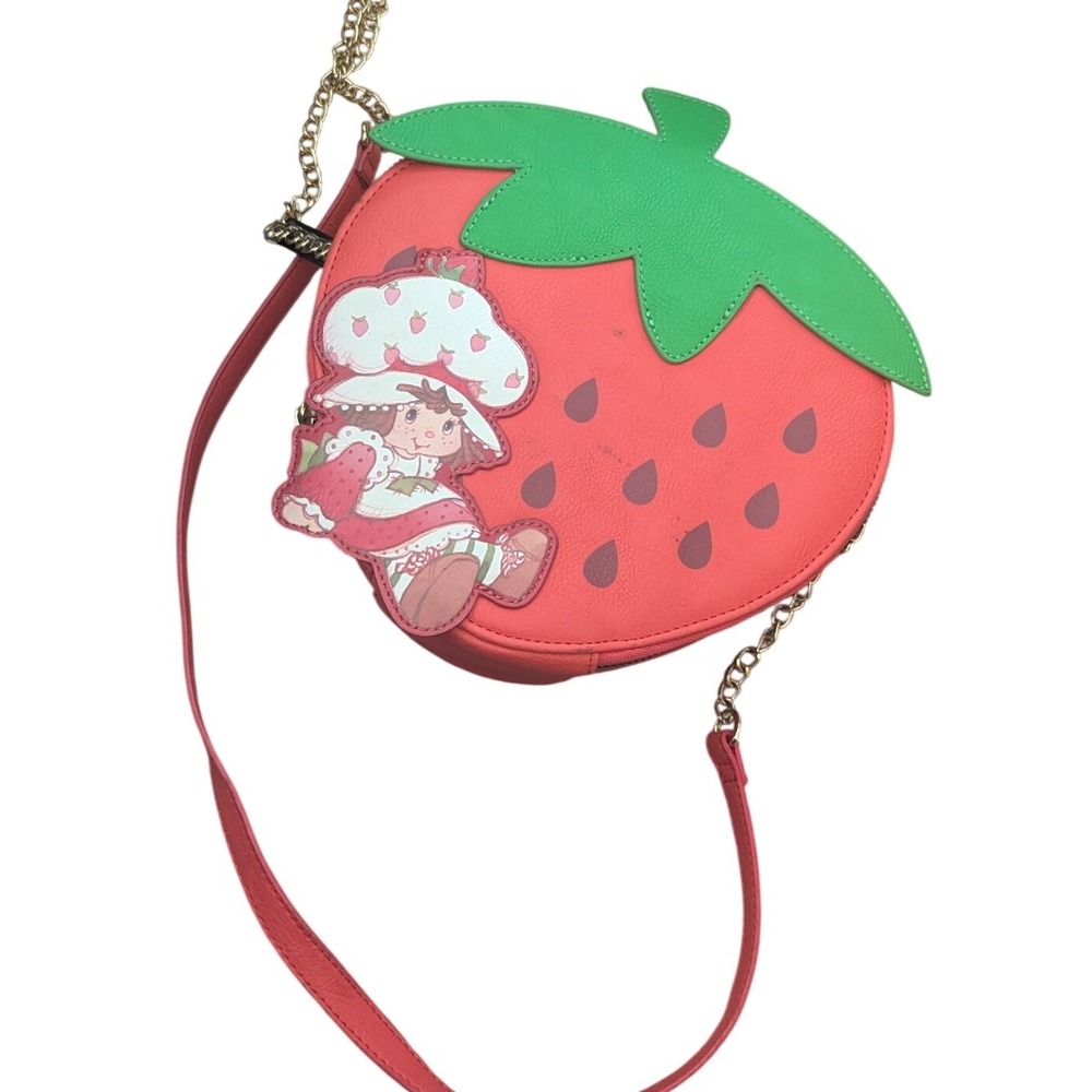 Strawberry Shortcake Fruit Shaped Crossbody Bag Red Faux Leather Novelty Purse